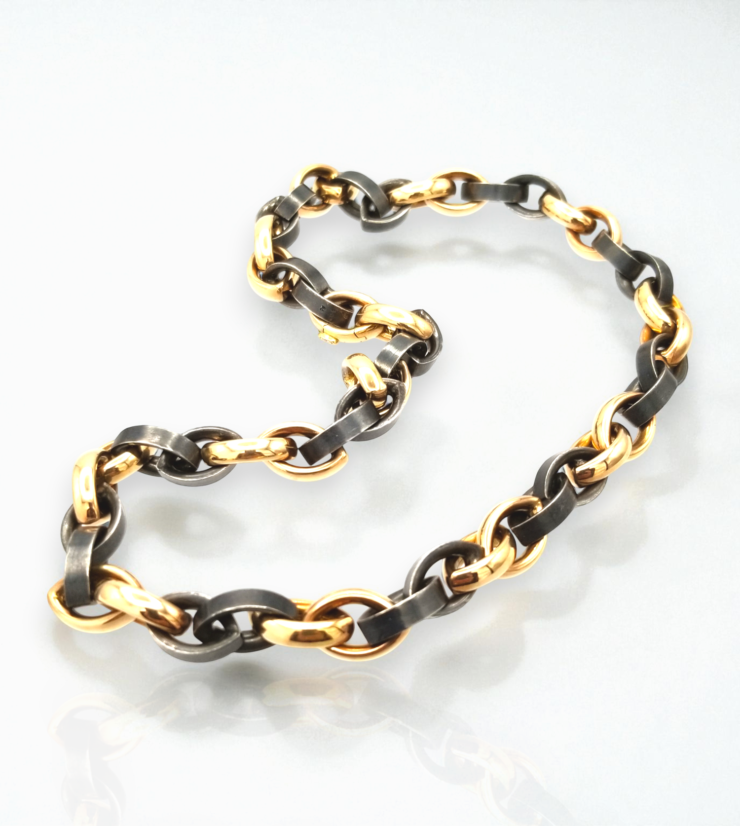 [NE08241] SIL-18KP marquise shape link necklace