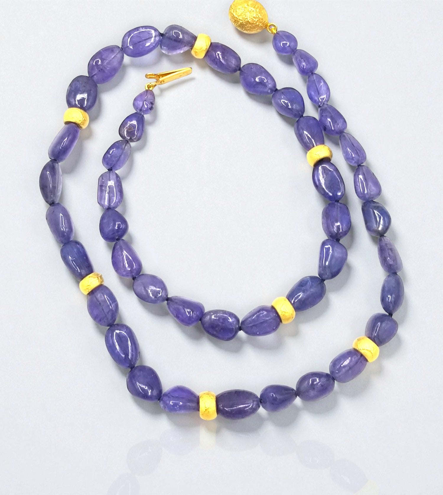 [NE08293] 18KY beads and clasp, tanzanite beads necklaces