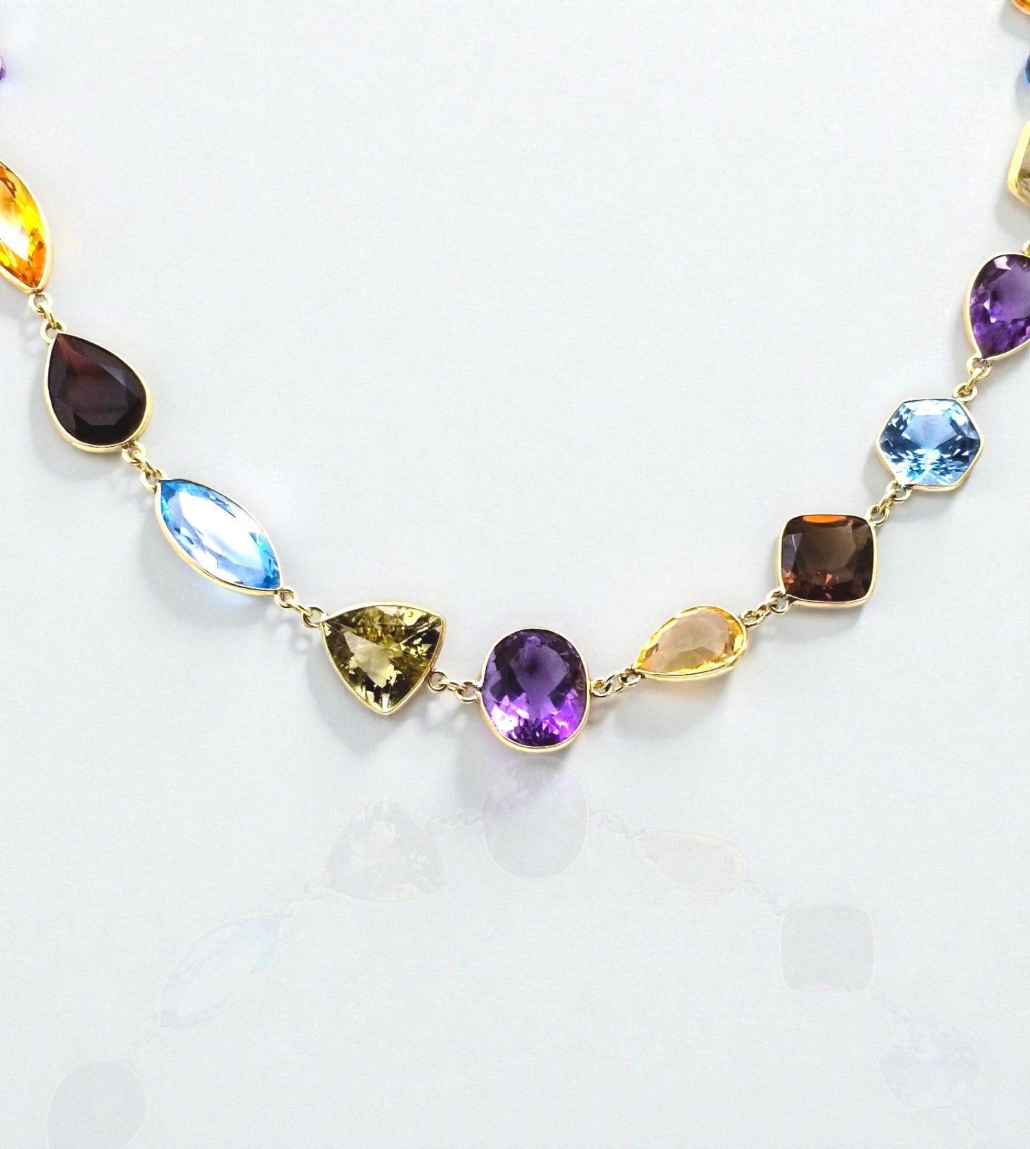 [NG-004303] 18KY Multi Colour stone necklace