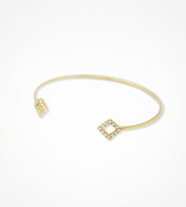 BR07322 18kt yellow gold double square diamond bangle bracelet