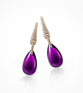 ER00137 18kt pink gold amethyst and diamond=1.21cts, drop earrings
