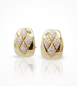 ER00552 18KY pave 72 diamonds = 1.14cts g si, post and clip back earrings.  SOLD