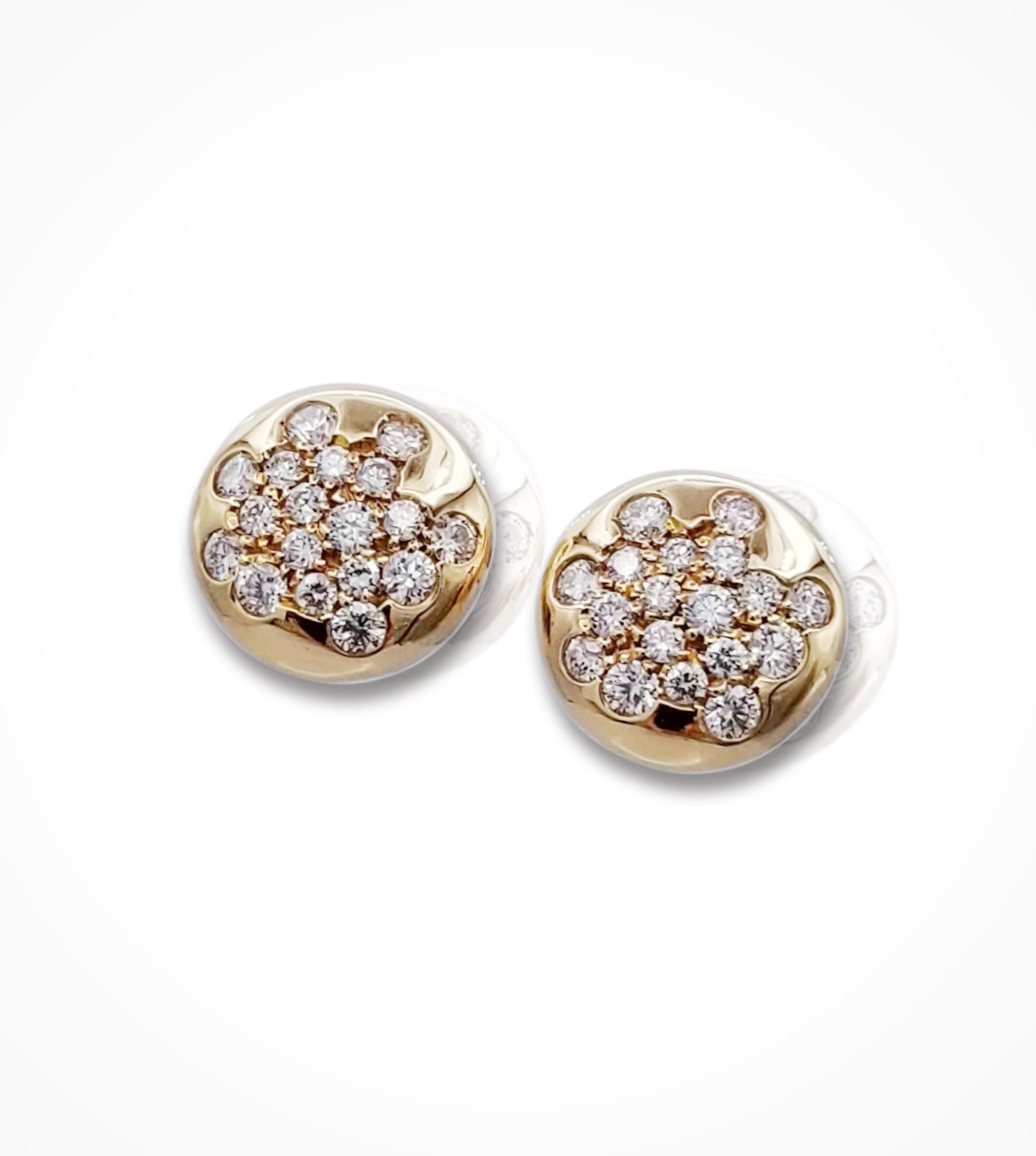ER00561 18KP circular diamond stud earrings, 8.5mm in diameter, diamonds=0.38cts g-si