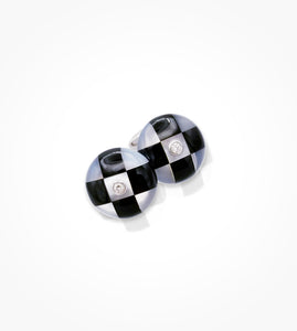 IS-007866 18kt white gold, diamond, checker-board mother-of-pearl Cufflinks