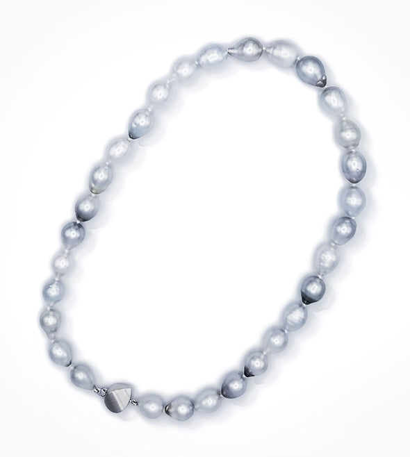 [NE-002685] Baroque Mixed Silver and White South Sea pearls & 14kwg clasp