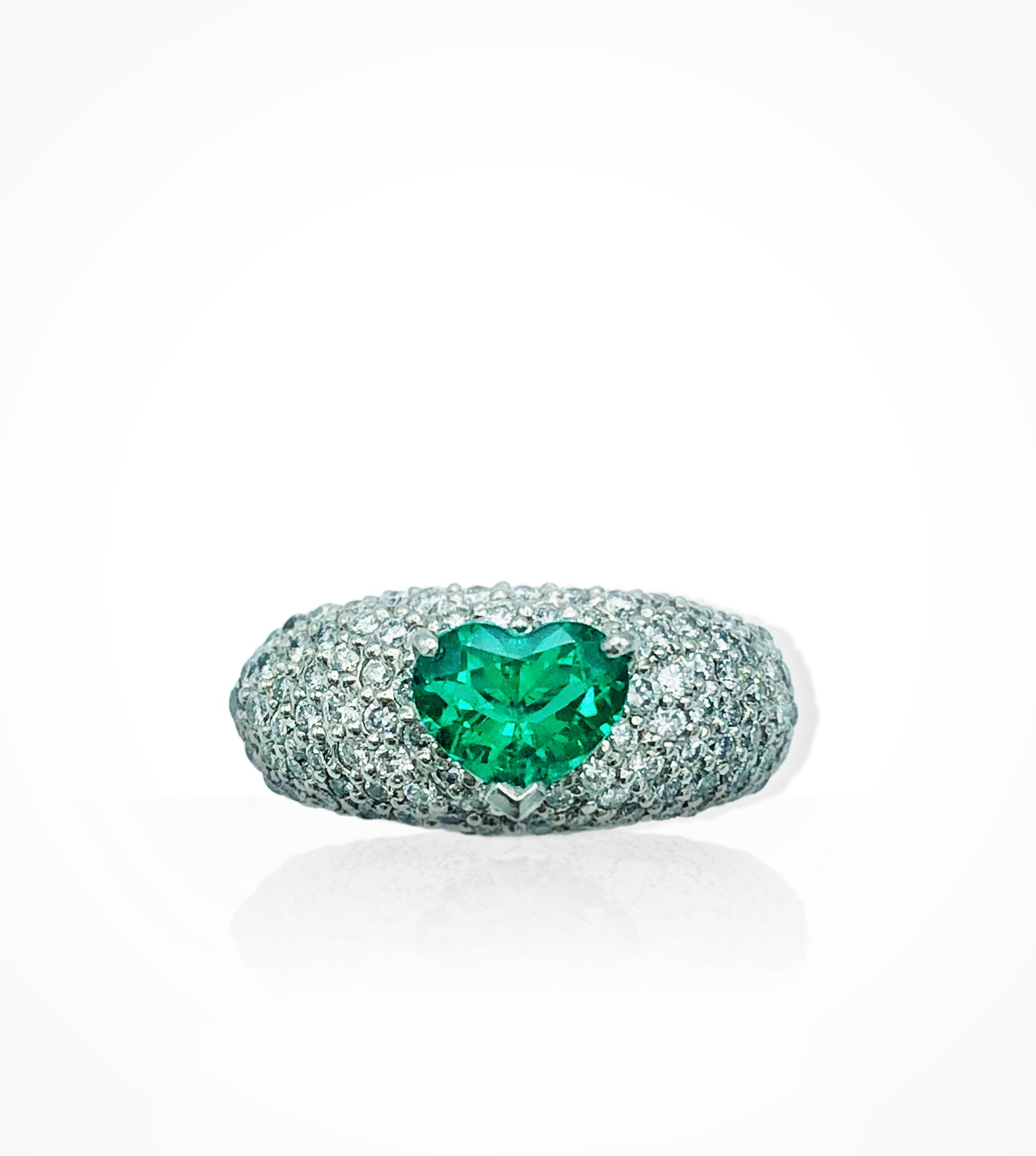 RL-000751 Platinum Pave Diamond & Heart Shape Emerald Ring ready-to-wear jewellery at Secrett.ca in Toronto Downtown Yorkville